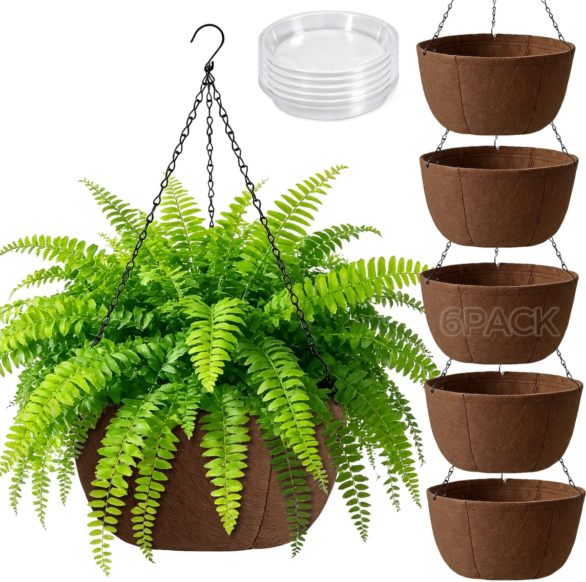 Hanging Planters for Outdoor Plants, 12 Inch 6 Pack Fabric Hanging Baskets  with | eBay