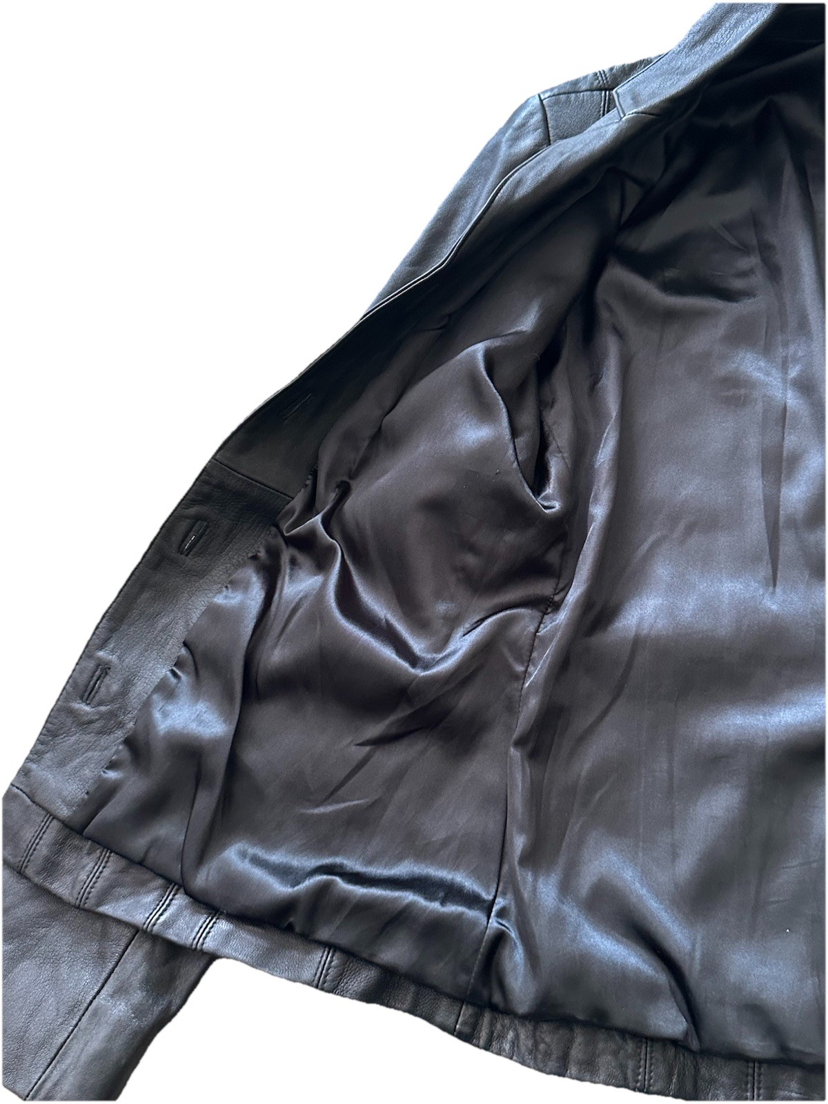 Mossimo Black Leather Collared Button Jacket Line… - image 6