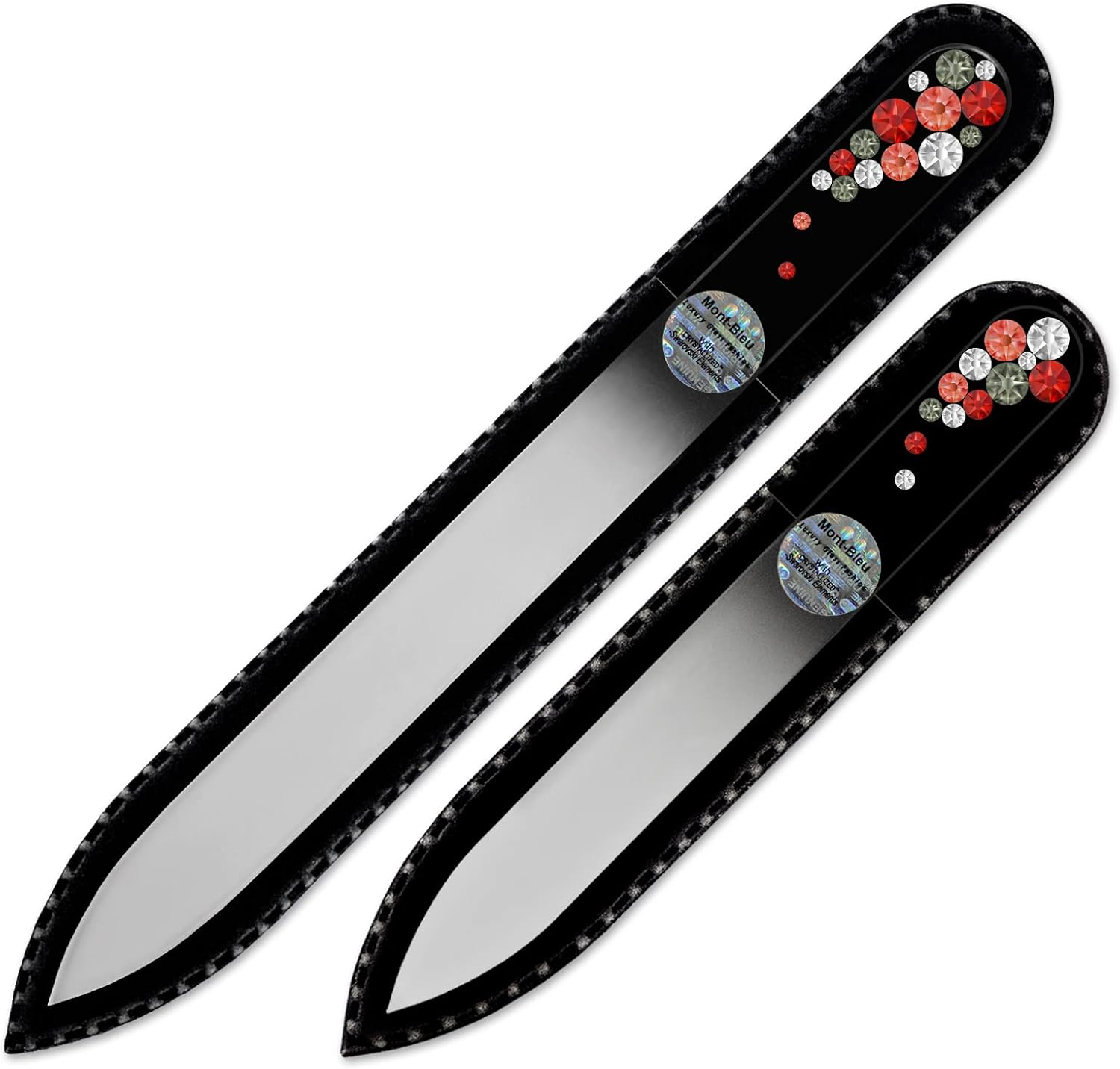 Nail Care Gift Set - Premium Set of 2 Glass Nail Files Hand Decorated with Crys