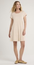 Time and Tru Women's Oatmeal Heather Tiered Cotton Mini Dress, Size Small (4-6)