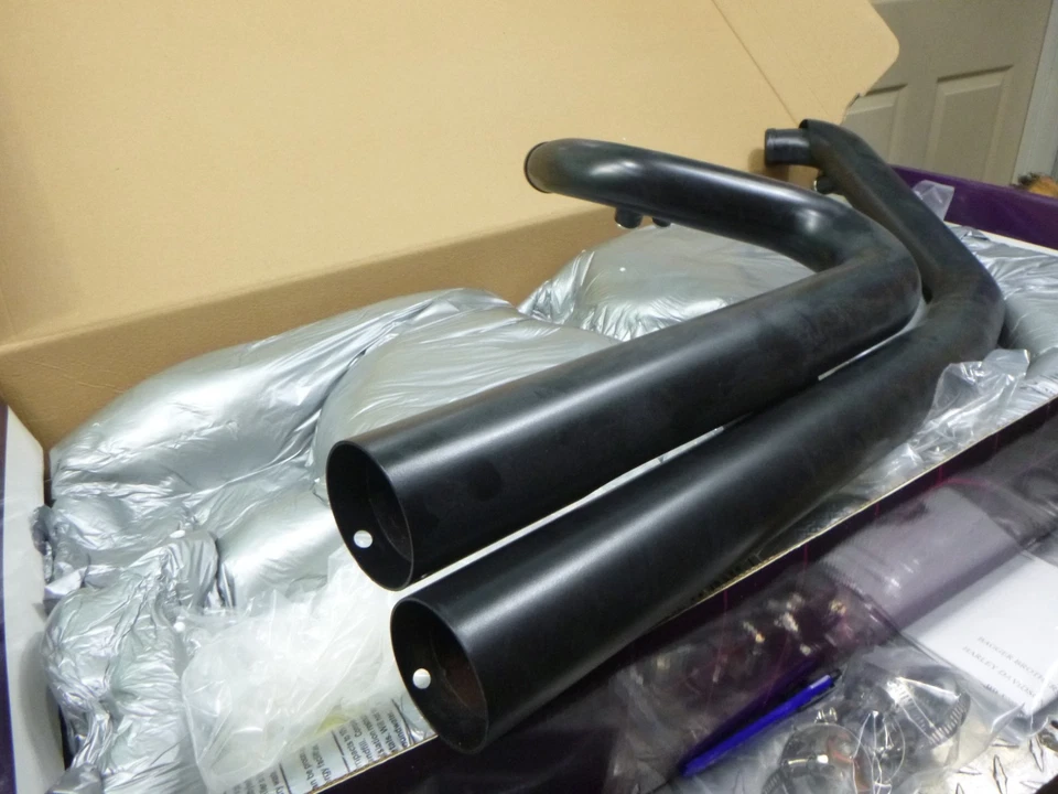 Harley Davidson Drag Style Exhaust System 86'-16' Softail Black BB-EXST-1001K Foto 4 de 4