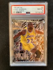 1995 Fleer Metal Magic Johnson Metal Force  # 6   (PSA NM-Mint 8)