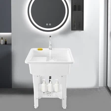Freestanding Outdoor Washing Tub Wash Station Sink Laundry Utility Sink & Faucet