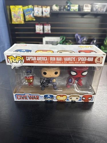 Funko Pop Marvel Captain America Civil War 4 Pack Hawkeye Spider-Man Iron Man