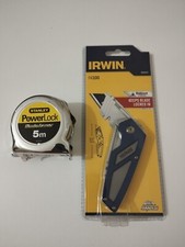 Lot Outillage mètre ruban blade armor Stanley 5m et cutter Pliable Irwin