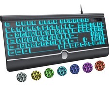 Wired Keyboard and Mouse, Large Print Backlit Keyboard with Wrist Rest