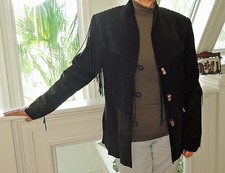 Overland Western Buckskin Suede Twisted Fringe Leather Jacket Women Size S Nwot