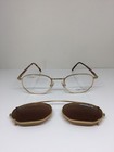 New VINTAGE CALVIN KLEIN Eyeglasses CK 232 Gold With Sun Clip On 48-20mm Italy