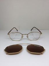 New VINTAGE CALVIN KLEIN Eyeglasses CK 232 Gold With Sun Clip On 48-20mm Italy