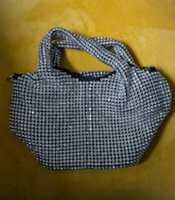 Silver Clutch Women Rhinestone Evening Bag Wedding Crystal Bride Glittering D