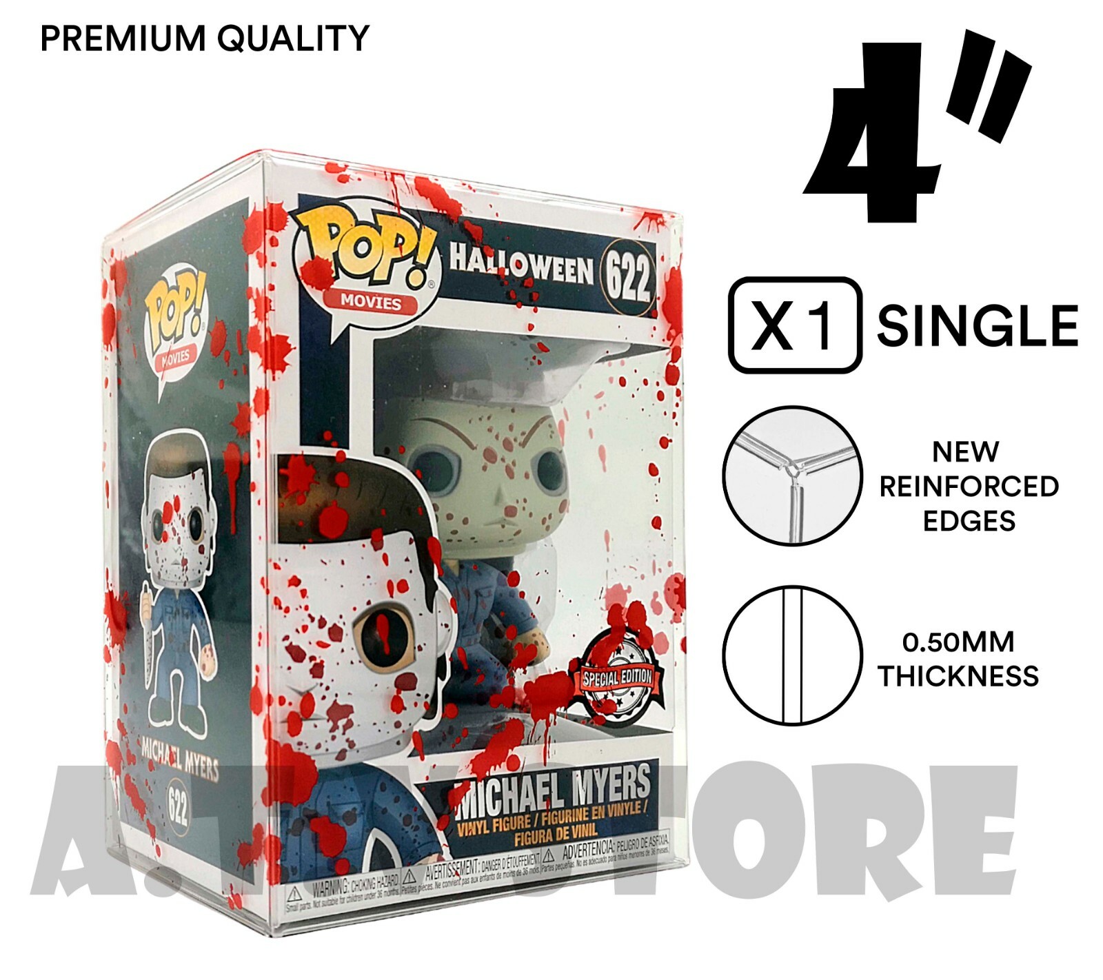 ATV Protectors / Cases for 4" Funko Pops 0.50mm Red Blood Splatter ( 1-50pack )
