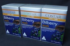3 x COSTAR Bilberry 10000mg 60 Capsules Eyes Vision Health