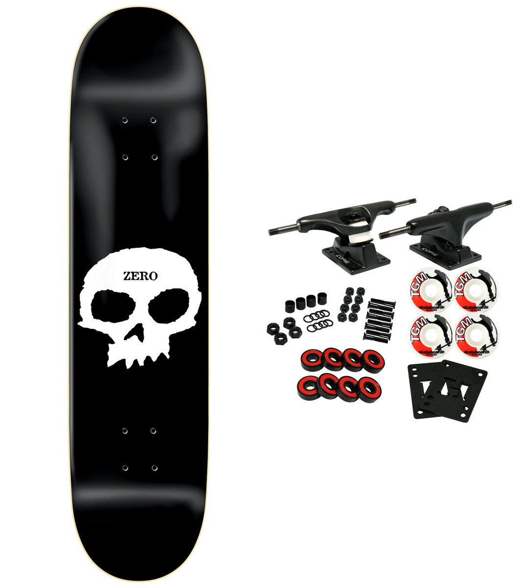 ZERO skull skateboard スケボーゼロ　コンプリート　8インチ Zero Skateboard Complete Single Skull Logo Black/White 8.125