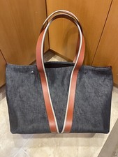 Vince Denim With Leather And Trim Tote Bag