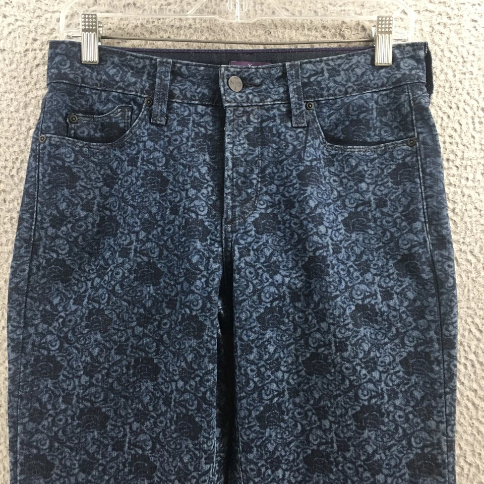 NYDJ Printed Ankle Jeans Womens 6 (actual 30x28) Blue Denim High Rise Zip Fly - Image 2 of 4