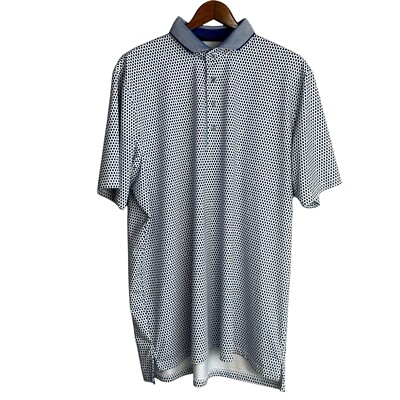 Greyson Golf Polo Men's XL White Blue Wolf Print Shirt Firerock Country Club
