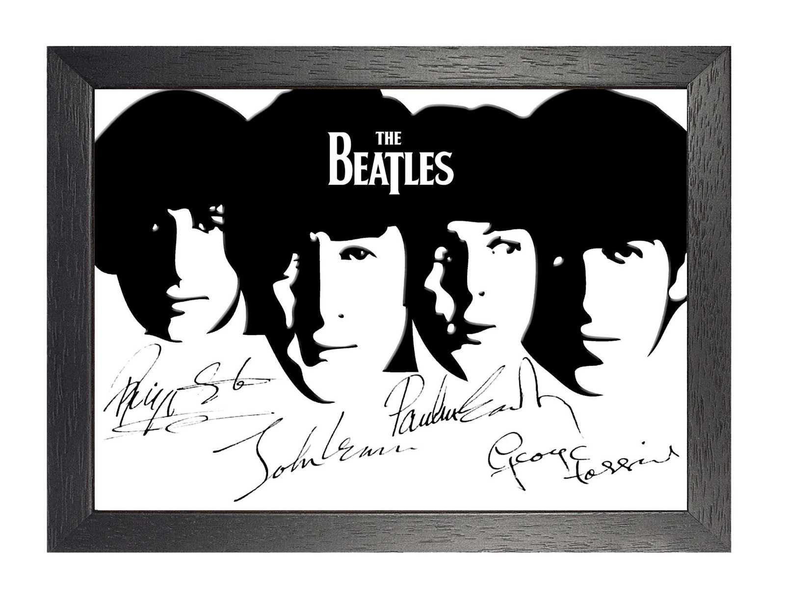 The Beatles 11 Signed Black And White Poster English Rock Music Band ...