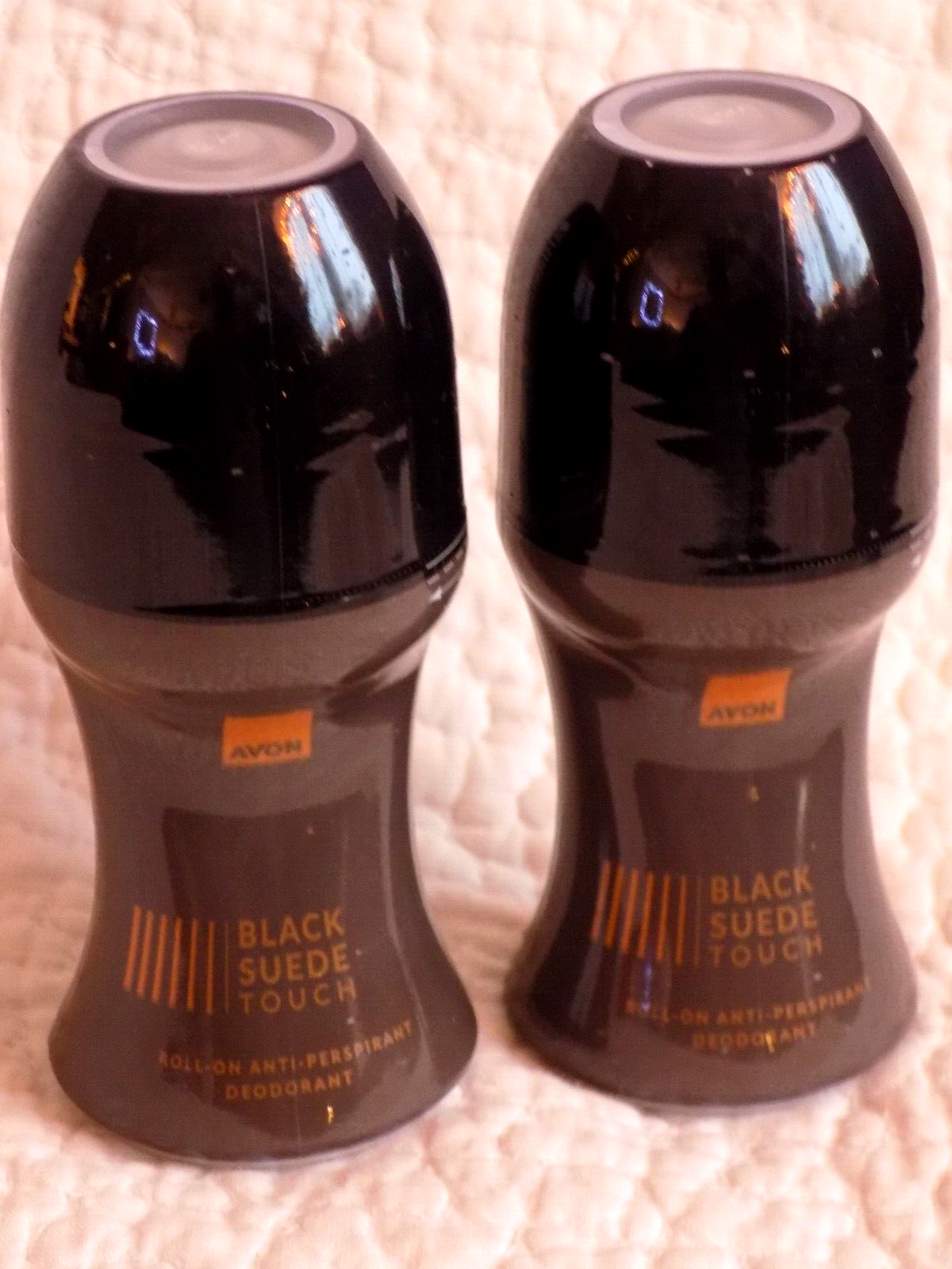 AVON 2 x BLACK SUEDE TOUCH FOR HIM ROLL ON ANTI-PERSPIRANT DEODORANTS 50ml each
