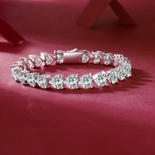 15 CTW Heart Cut D/VVS1 Moissanite Tennis Women Bracelet 14K White Gold Plated