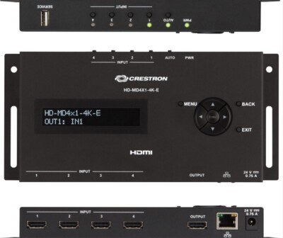 Crestron 4K HDMI 4x1 Media Switcher WITH AC Power Adapter HD-MD4X1-4K-E w/Dolby