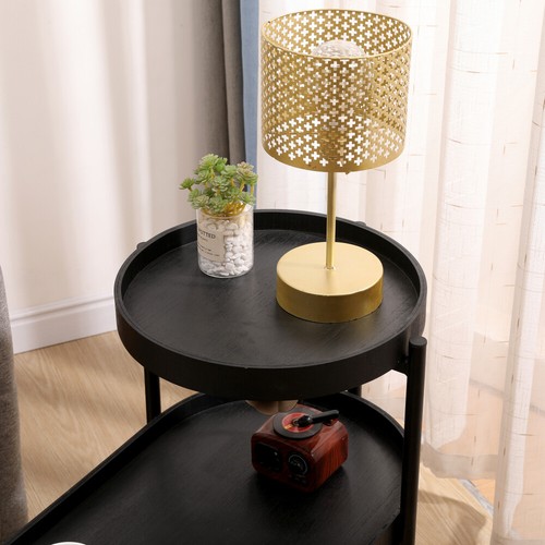 2-Tier Black Side Table End Table with Storage Sofa Table & Metal Frame - Picture 8 of 17