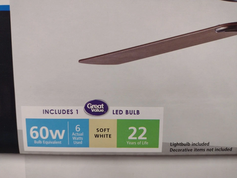 MAINSTAYS 44" HUGGER INDOOR CEILING FAN W/ SINGLE LIGHT, BRONZE *DISTRESSED PKG - Image 2 of 3