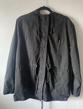 Ambiance Casual Coat Jacket Full Zip Hooded Black Cotton Women’s Size Xl