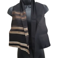 Brown Striped Scarf Bow Tie Style 9"/46" Rectangle Polyester Wrap