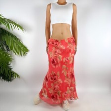 Vintage Y2K Pink Floral Fairycore Bohemian Cottagecore Low Rise Maxi Skirt / 8
