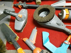 GARDENA SET, 2x Akku Schere, 4x Handwasch Bürste, 7x Bewässerung, Adapter etc