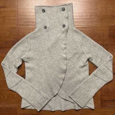 James Perse Cardigan Sweater Womens 4 Gray 100% Cashmere Funnel Neck Wrap Chic