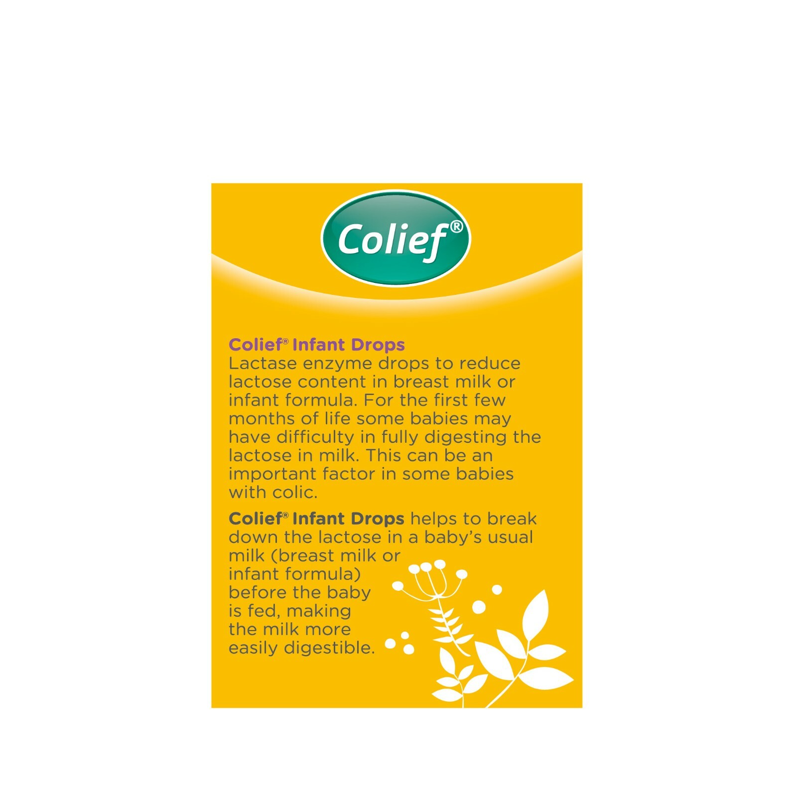 Colief Infant Drops (7ml) Lactase Enzyme Drops for Baby Calming Colic