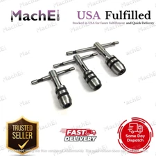 MachEl T-Handle Tap Wrench Set: Includes 3 Pieces with Solid Collet Jaws for Eff