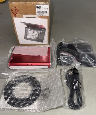 NIB Portable Digital Photo Album, 3.5'' Diameter LCD Screen Red Pocket