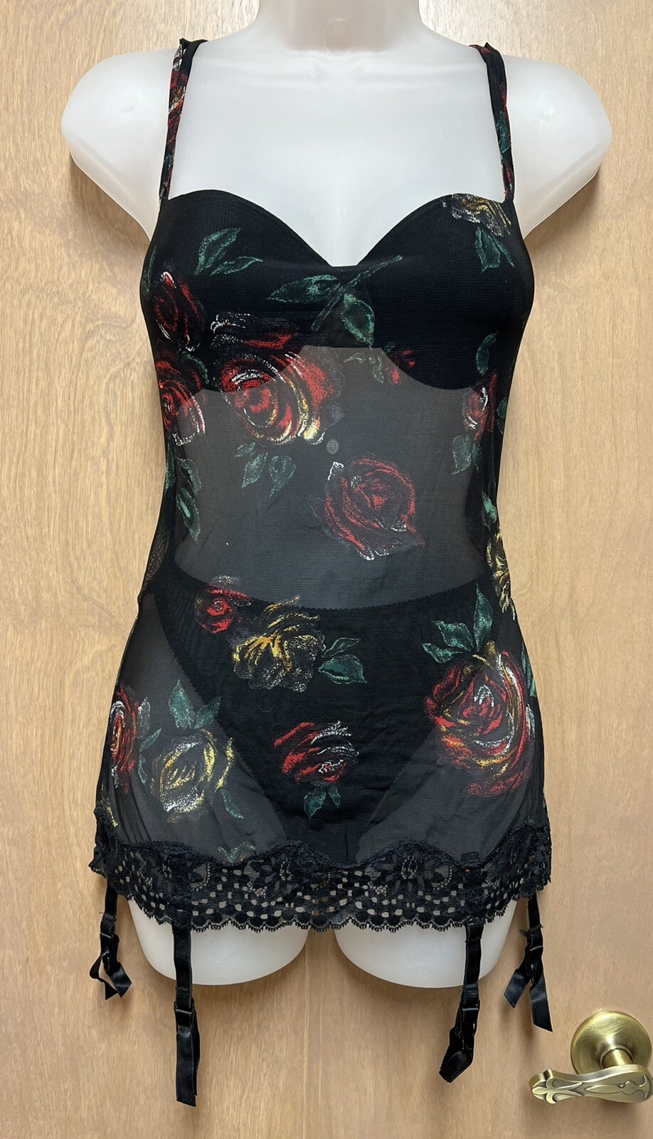 Vintage Victoria's Secret Black Bustier With Garters … Gem