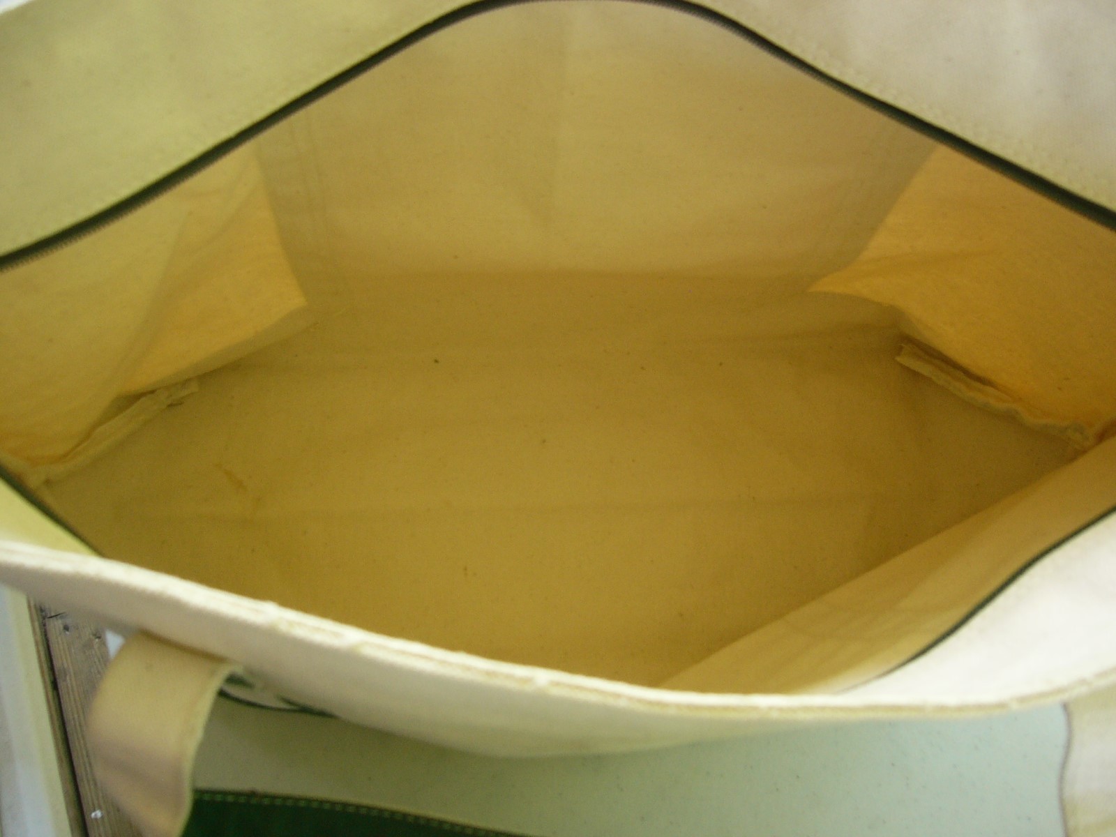 Leed's Canvas Zipper Top TOTE BAG Camp Comfort Green & Beige eBay