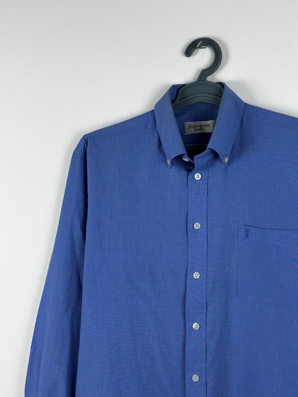 SAINT LAURENT Camicia Uomo Vintage Blu Yves Saint Lauren YSL Taglia L