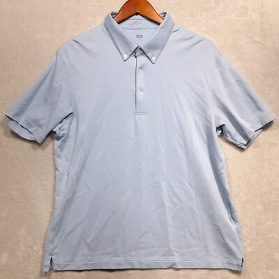 airism dress shirt Uniqlo Mens AIRism Polo Shirt Sz.XL/Light Blue/Performance/Button Down  Collar