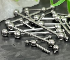PAIR Internally Threaded Solid Titanium Barbells Tongue, Tragus, Nipple Rings