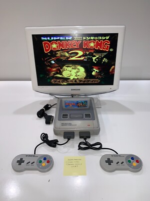 Nintendo Super Famicom System Console SFC Japan w/SCART + Donkey Kong 2 Game #4