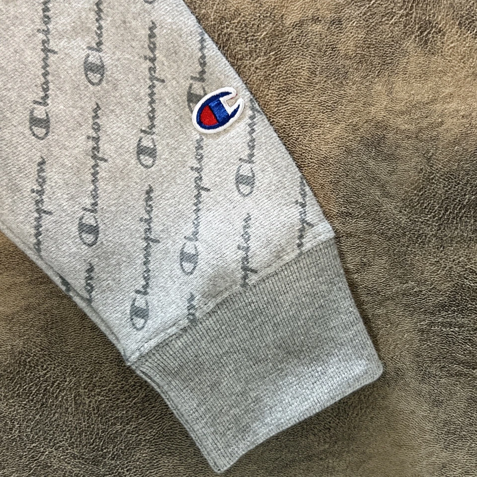 Sudadera vintage Champion tejido inverso para mujer gris medio polar estampado de logotipo Foto 4 de 4