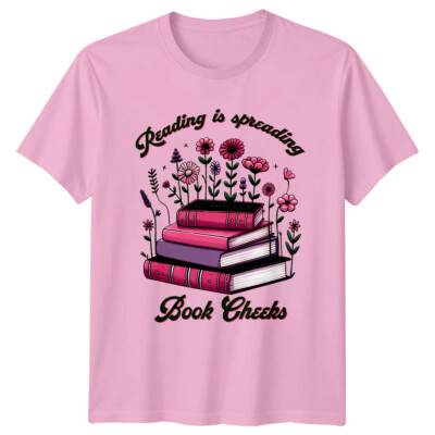 Lesen spreizt Buchwangen Buchliebhaber T-Shirt, Blumen gestapelt