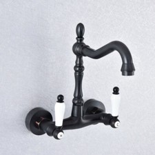 Black Oil Rubbed Brass Wall Mount Kitchen Faucet Bathroom Sink Mixer Tap 2sf756