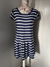 Atmosphere Women’s Navy White Striped Knitted Dress Size M Short Sleeve