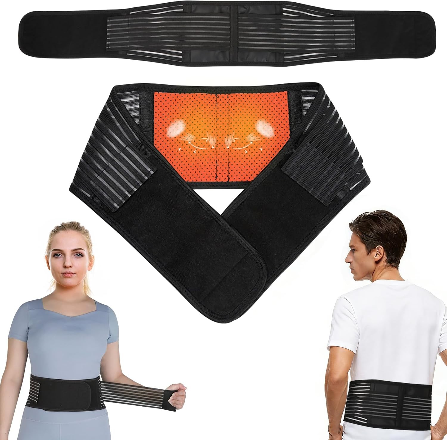 Self Heating Lumbar Back Support Belt with Magnets for Lower Back Pain Relief