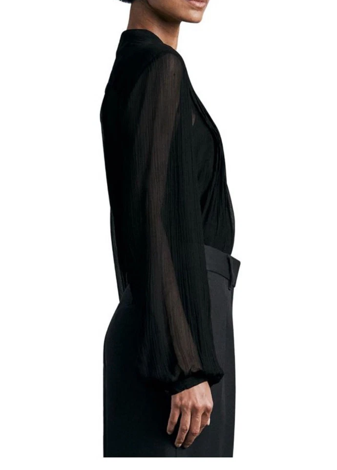 Rag & Bone Milo Silk Blend Top Black Sheer Size S-New With Tag - Image 3 of 4