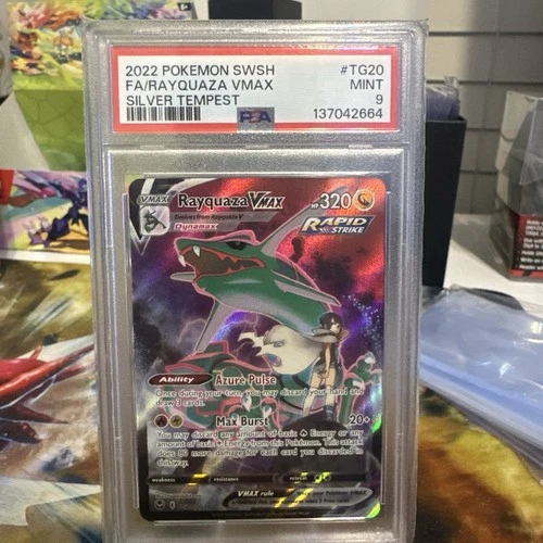 2022 POKEMON SWORD & SHIELD SILVER TEMPEST #TG20 FULL ART/RAYQUAZA VMAX PSA 9