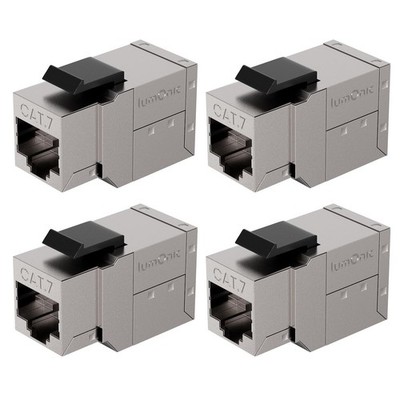 4er Set RJ45 Kupplung CAT7 Keystone Snap-In, 10Gbit/s, geschirmt, Netzwerk Verlä