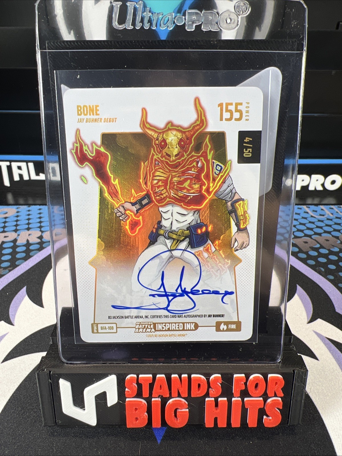2025 Bo Jackson Battle Arena Alpha Update Bone Fire inspired ink /50 Jay Buhner