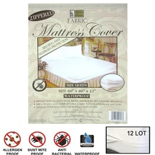 12Pack Queen Size Zippered Fabric Mattress Covers Waterproof Bed Bug and Dust